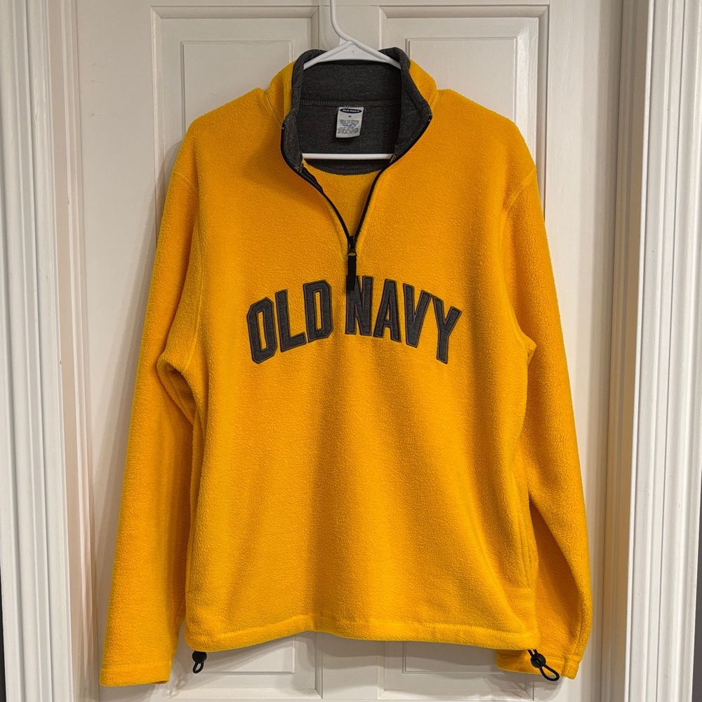 Vintage Oversized Yellow Quarter Zip Fleece with Pockets